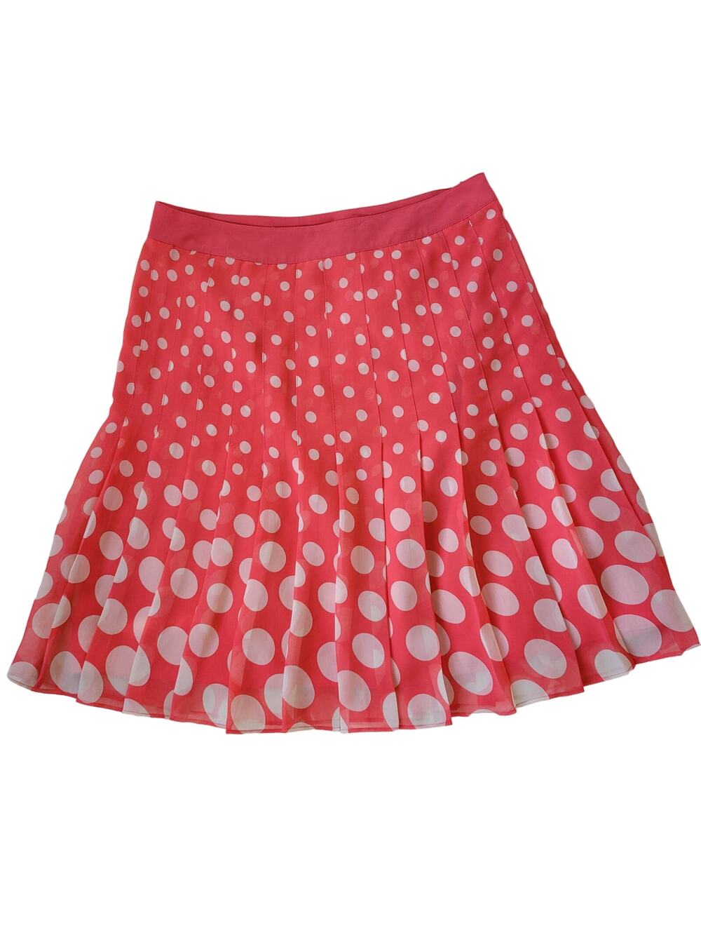 Boden Pretty Pleat Skirt Polka Dot Coral White WG485 Pleated Lined Women 8